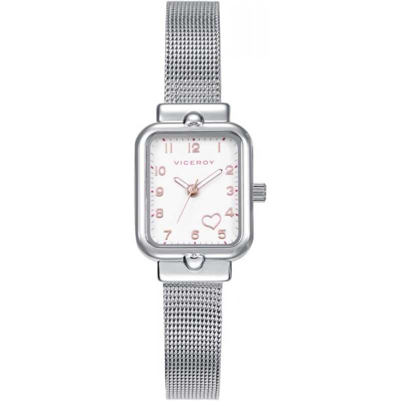 Reloj Viceroy Niña 401322-05 Acero Cuadrado Esfera Blanca Malla Acero 20,5x30 mm 30 m