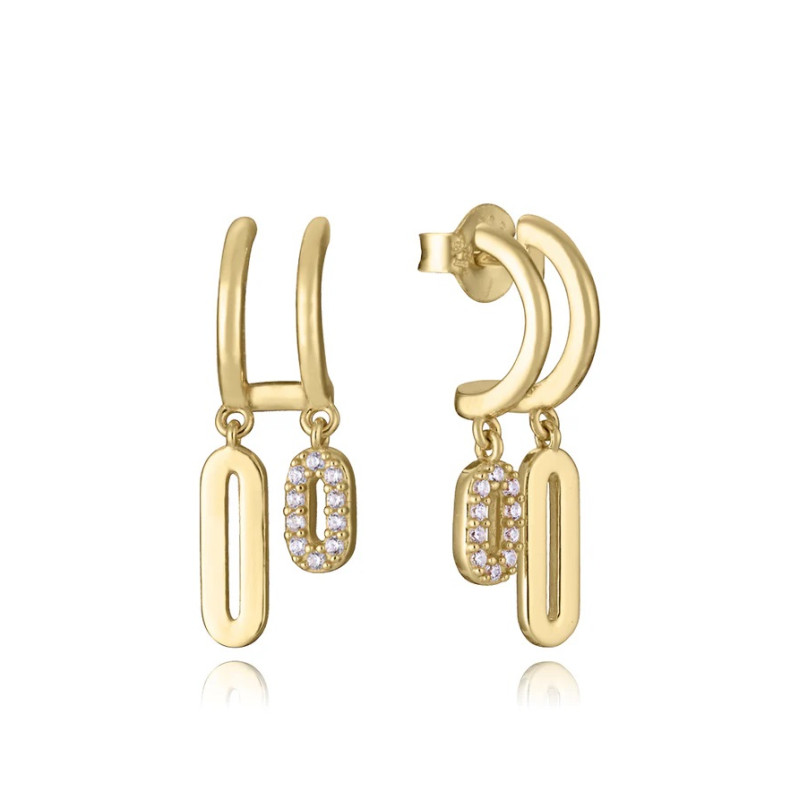 Pendientes Viceroy Mujer 2350E100-30 Plata 1ª Ley Baño Oro Medio Aro Doble 2,2 cm