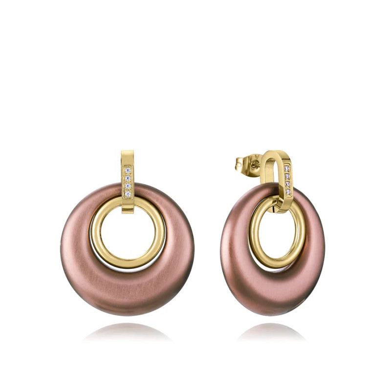 Pendientes Viceroy Mujer 2350E100-30 Plata 1ª Ley Baño Oro Medio Aro Doble 2,2 cm