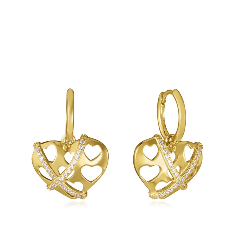 Pendientes Viceroy Mujer 13260E100-30 Plata 1ª Ley Baño Oro Aro con Colgante 2,4 cm