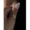 Anillo Mujer Plata Dorada Estrella y Luna con Nácar Estilo Sello LineArgent