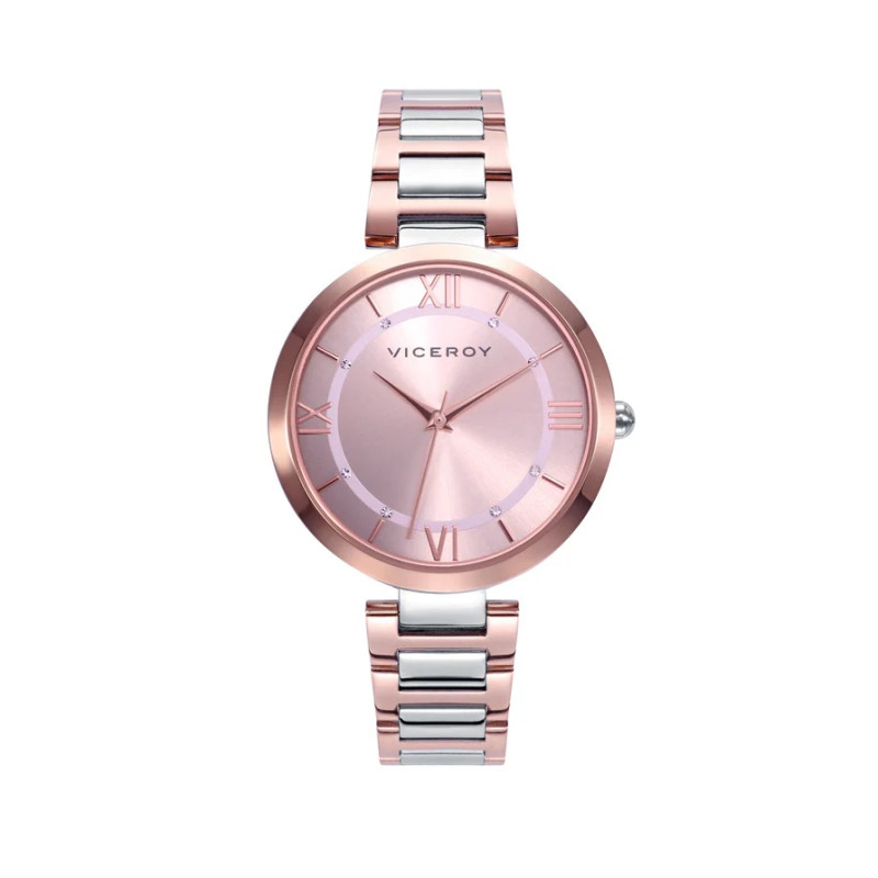 Reloj Viceroy Mujer 42428-73 Acero Bicolor IP Rosa Esfera Rosada 35 mm 50 m