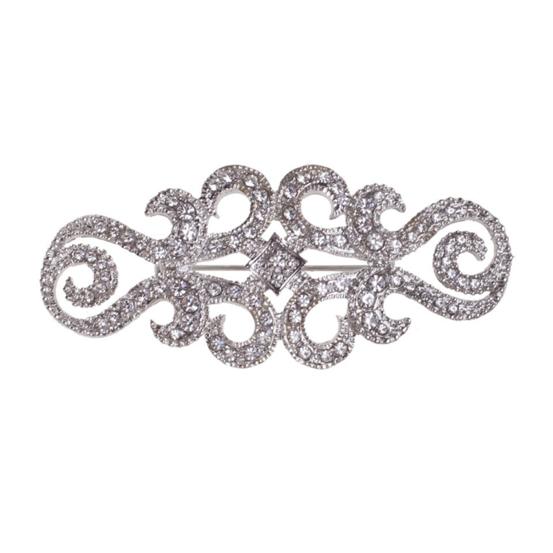 Broche Mantilla Goldie 2535 Plateado con Cristal 7 x 3,2 cm
