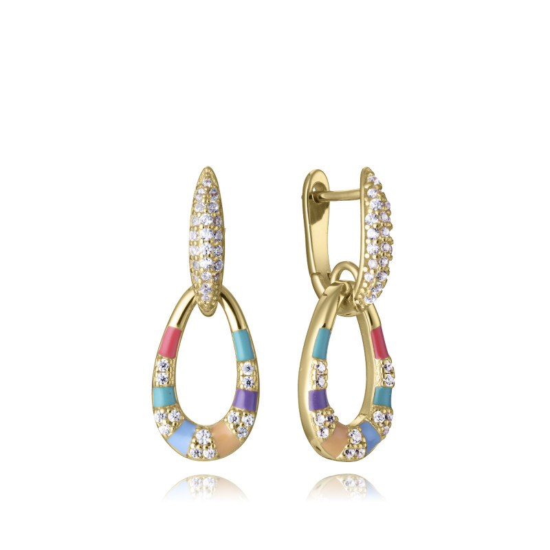 Pendientes Viceroy Mujer 15133E100-39 Plata 1ª Ley Baño Oro Aro con Circonitas 2,4 cm