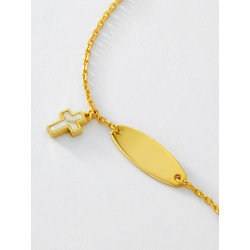 Pulsera Niña Marea Placa Y Cruz D03303/be