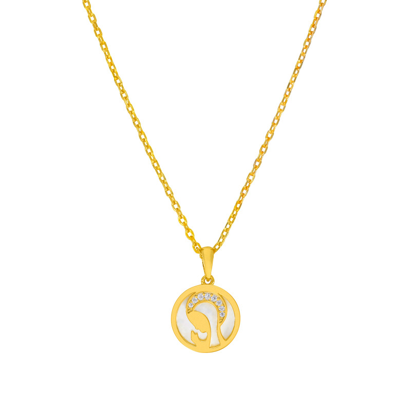 Collar Niña Virgen Nacar Dorada Marea D03307/bb