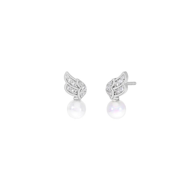 Pendientes Plata Perla Alas Niña Marea D03301/bu
