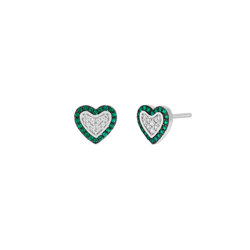 Pendientes Marea Mujer Plata Circonitas Verde D02901/av
