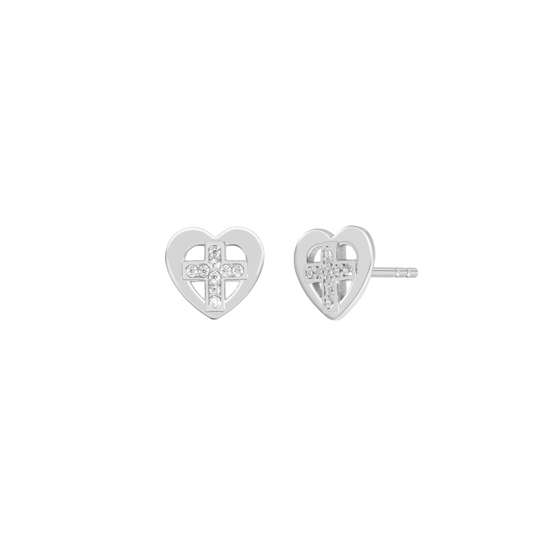 Pendientes Plata Corazón Cruz D03301/bf