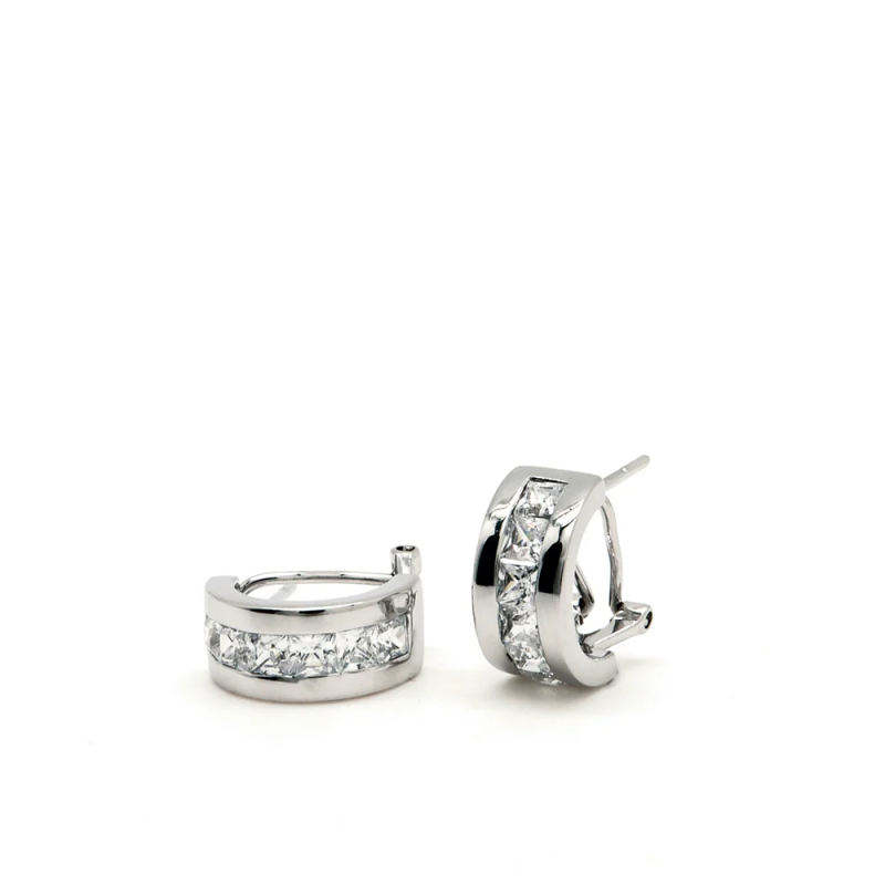 Pendientes Plata Circonitas Mujer Cierre Omega Pinza Lineargent 9234-A
