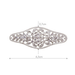 Broche Mantilla Plateado con Cristal Líneas Onduladas 6,5 x 2,7 cm para Novia y Fiesta