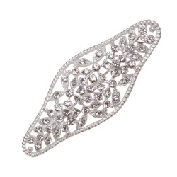 Broche Mantilla Plateado con Cristal Líneas Onduladas 6,5 x 2,7 cm para Novia y Fiesta