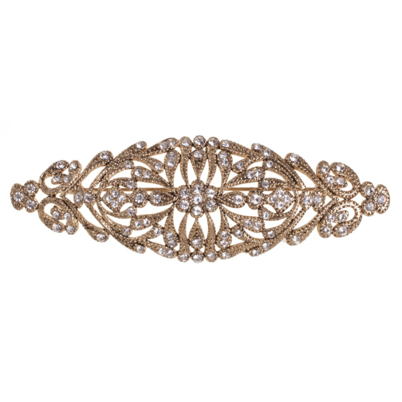 Broche Mantilla Selena Dorado Elegante para Novia y Fiesta 9,7 x 3,3 cm