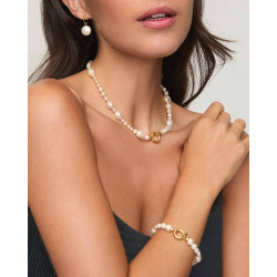 Pulsera Majorica Wild Pearls Perlas Blancas 4-12 mm Plata Baño Oro 18K 19 cm