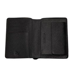 Cartera Zippo Saffiano Vertical Negra RFID Piel Vacuno con Monedero 13,4 cm