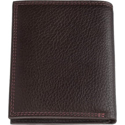 Cartera Zippo Tri-Fold Marrón Piel Nappa Vertical con Múltiples Compartimentos