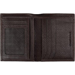 Cartera Zippo Tri-Fold Marrón Piel Nappa Vertical con Múltiples Compartimentos