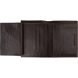 Cartera Zippo Tri-Fold Marrón Piel Nappa Vertical con Múltiples Compartimentos
