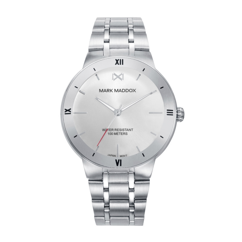 Reloj Mark Maddox Hombre Acero y Aluminio Esfera Plateada 41 mm Brazalete Ajustable Hm1035-87