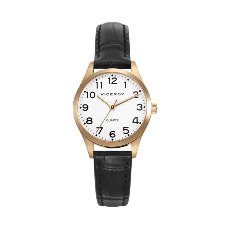 Reloj Viceroy Mujer 42222-94 Acero Esfera con Números Árabes Correa Piel Negra 29 mm