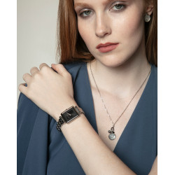 Reloj Viceroy Mujer Acero IP Rosa Bicolor Esfera Negra 38x26 mm 2 Agujas