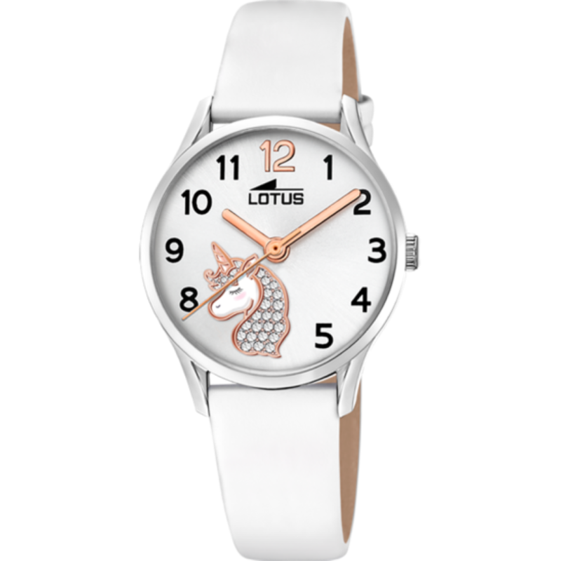 Reloj Lotus Niña 18406/K Unicornio Correa Blanca Esfera Blanca 30,5 mm 5 ATM