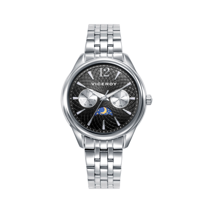 Reloj Viceroy Mujer 401236-55 Multifunción Fase Lunar Acero Esfera Negra 36 mm 50 m