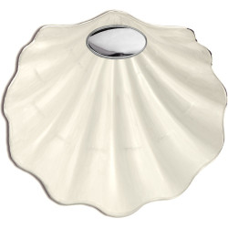 Concha de bautismo metálica y esmaltada aplique plata bilaminada. 13x13.5 cm 09361-6S
