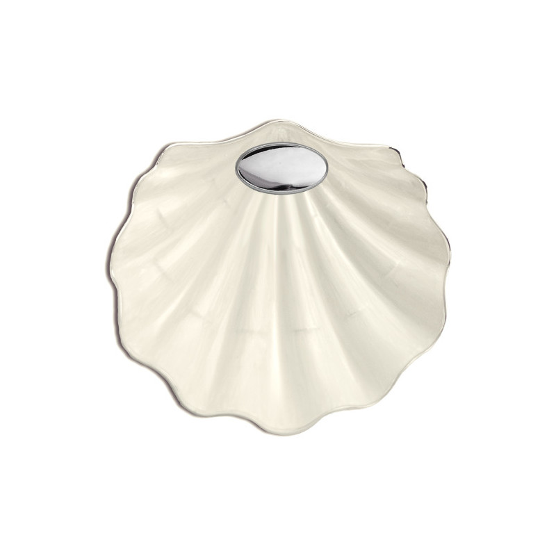 Concha de bautismo metálica y esmaltada aplique plata bilaminada. 13x13.5 cm 09361-6S