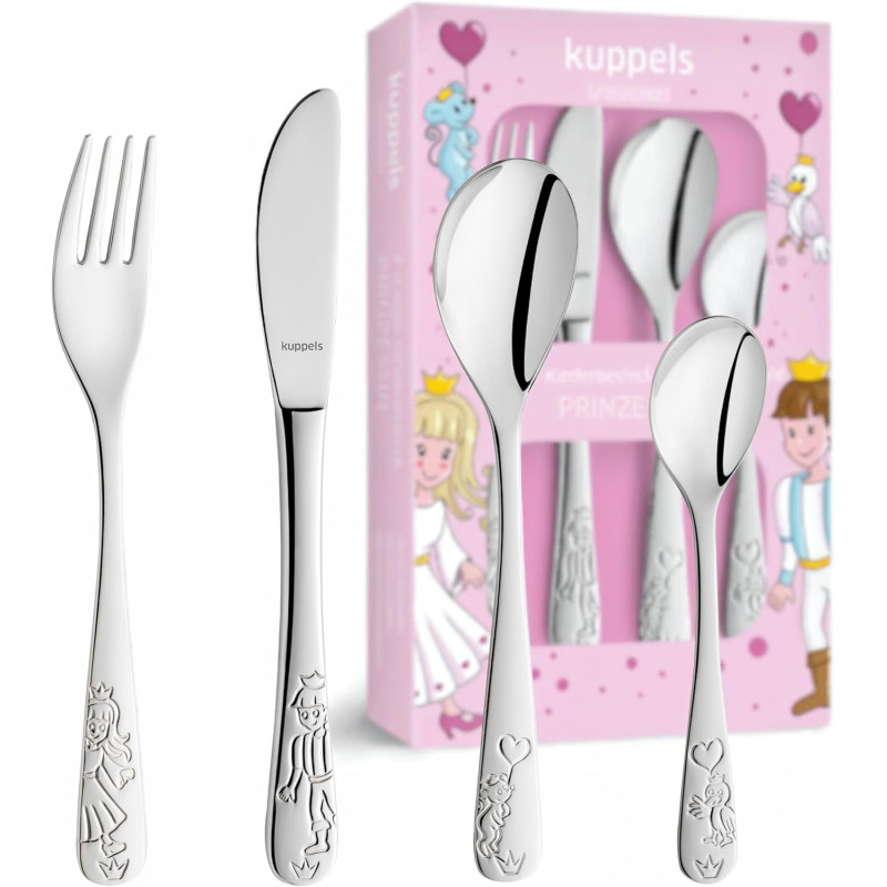 Estuche 4 Cubiertos Princesa Niña Personalizable Acero Inoxidable 09660