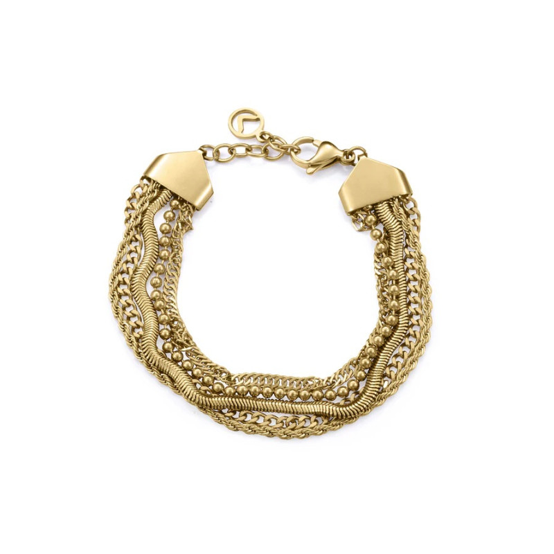 Pulsera Mujer Acero IP Dorado Múltiples Cadenas 17,5+2 cm 75438p01012