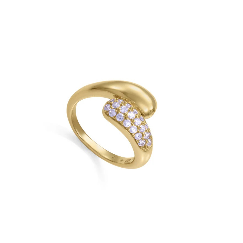 Anillo Mujer Plata de Ley Baño Oro Cruzado con Circonitas Talla 16 2377a016-30