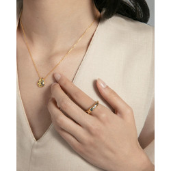 Anillo Mujer Plata de Ley Baño Oro con Circonitas Azules Talla 18 2373a018-33