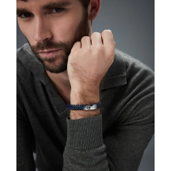 Pulsera Hombre 14330P01013 Acero y Piel Azul Trenzada con Esmalte Azul 21,5 cm