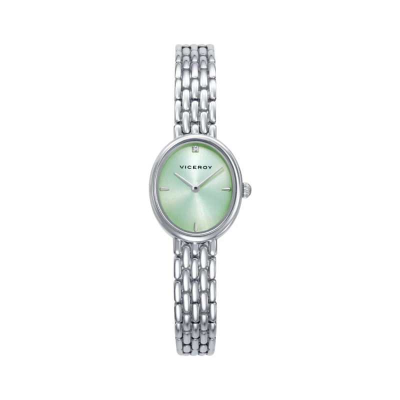 Reloj Mujer Acero Esfera Verde Ovalado Cuarzo 30 m Elegante 41166-67