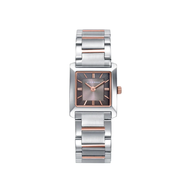 Reloj Viceroy Mujer Acero Bicolor IP Rosa Esfera Gris Cuadrado 30 m 41162-17
