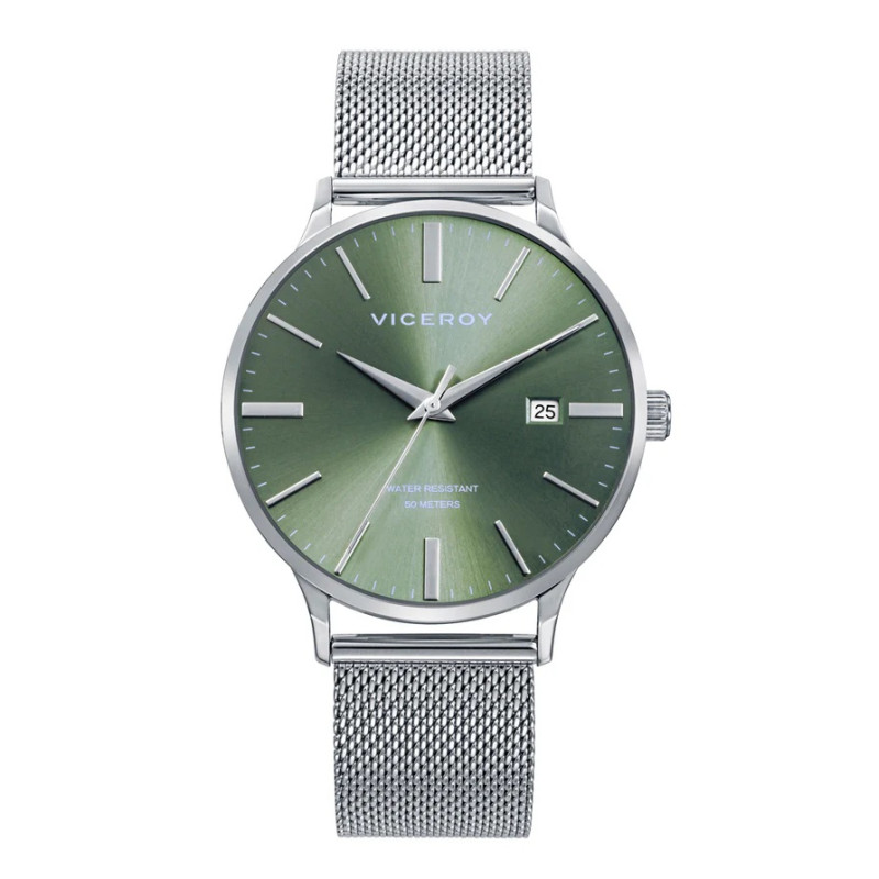 Reloj Viceroy Hombre Malla Milanesa Acero Esfera Verde 41 mm 50 m 401497-67