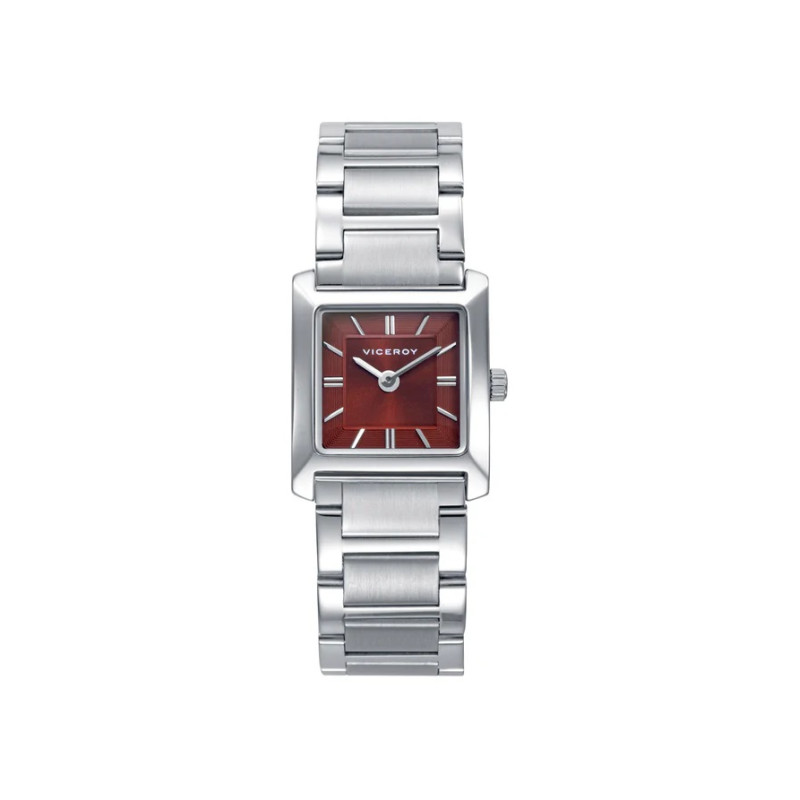 Reloj Viceroy Mujer Acero Cuadrado Esfera Roja Elegante 25,5 mm 41162-77