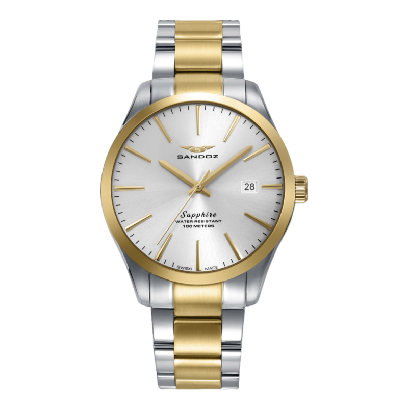 Reloj Sandoz Hombre 83023-87 Acero Esfera Plata Zafiro 40 mm 100 m Swiss made