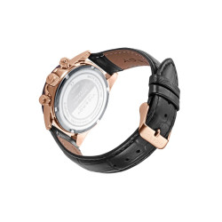 Reloj Hombre IP Rosa Bisel Cerámico Marrón Correa Piel Negra Cronógrafo 40 mm 401401-17
