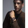 Reloj Hombre IP Rosa Bisel Cerámico Marrón Correa Piel Negra Cronógrafo 40 mm 401401-17