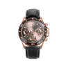 Reloj Hombre IP Rosa Bisel Cerámico Marrón Correa Piel Negra Cronógrafo 40 mm 401401-17