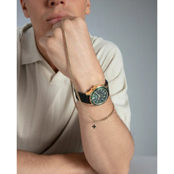 Collar Hombre Acero IP Dorado con Cruz 55+5 cm Colgante Elegante 14393C01012