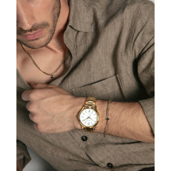 Collar Hombre Acero IP Dorado con Cruz 55+5 cm Colgante Elegante 14393C01012