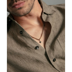 Collar Hombre Acero IP Dorado con Cruz 55+5 cm Colgante Elegante 14393C01012