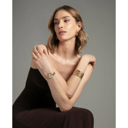 Pendientes Mujer Acero IP Dorado Diseño Enroscado Texturizado 4,1 cm