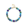 Pulsera Mujer Acero IP Dorado con Piedras Azules y Verdes 18+2 cm