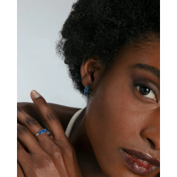 Anillo Mujer Plata de Ley con Cianita Natural y Baño de Rodio Azul