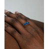 Anillo Mujer Plata de Ley con Cianita Natural y Baño de Rodio Azul