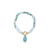 Pulsera Mujer Plata de Ley Baño Oro Amazonita Turquesa y Circonitas 18,5 cm